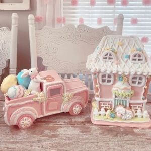 Light Up Pastel Bunny Rabbit Easter Eggs Clay Dough Gingerbread Farmhouse Truck